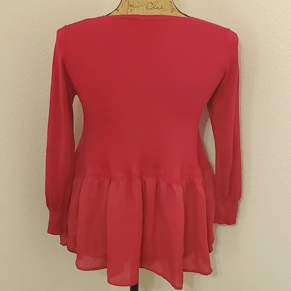 French Connection Deep red long sleeve soft v-neck top Small - Picture 4 of 8